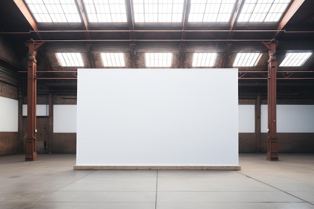 White blank canvas in a factory loft AI generated