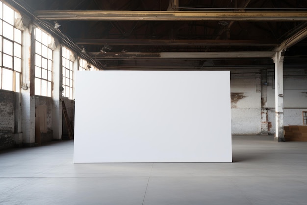 White blank canvas in a factory loft AI generated