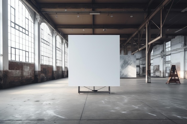 White Blank Canvas with Free Space for Your Design in a Factory Loft extreme closeup Generative AI