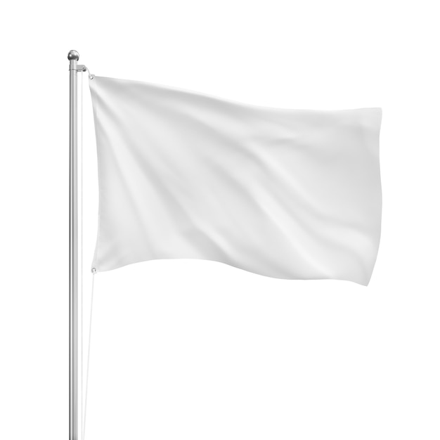 写真 白い背景に分離された白い空白の旗のテンプレート