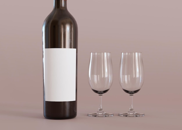 white blank label on wine bottle template for your design advertising logo label mock up closeup view copy space minimalist bottle sticker mockup 3d rendering