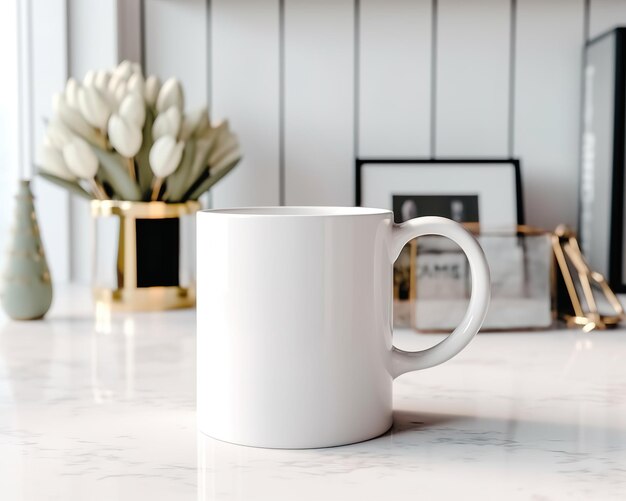 Photo white blank mug mockup