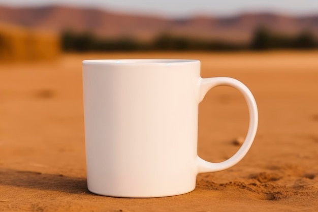 White blank mug on a warm background rustic style