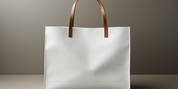 Photo white blank paper bag mockup on white background