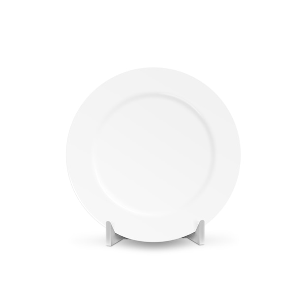 White blank plate mock up holder isolated