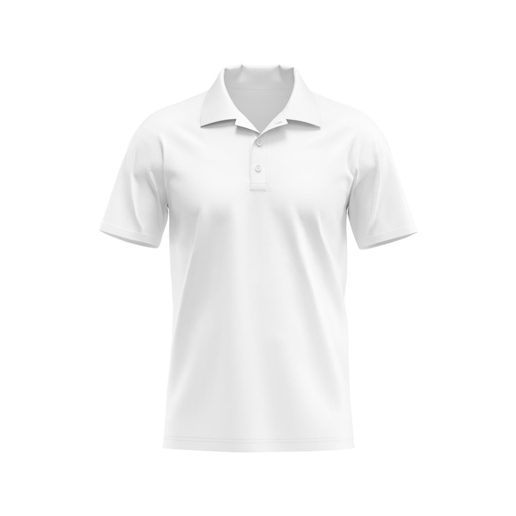 Photo white blank polo tshirt template natural shape on invisible mannequin isolated on white background