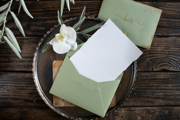 white blank sheet of paper on dark background invitation mockup business card or letter mockup