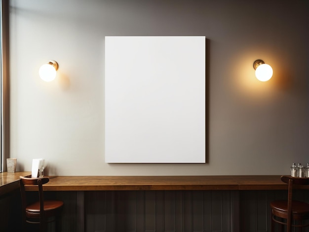 Photo white blank wall mounted mockup