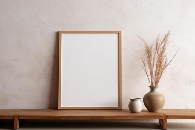 White Blank wooden picture frame mockup template