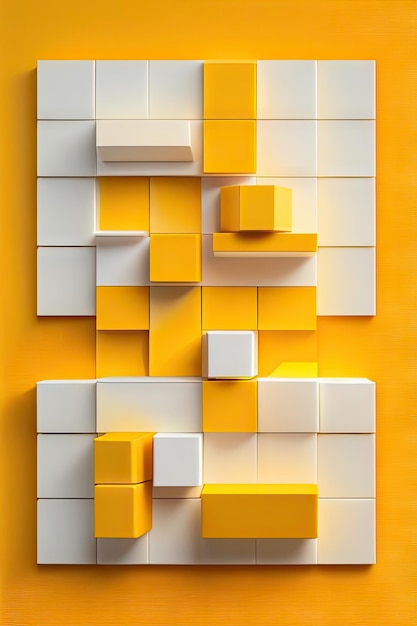 White blocks on yellow background