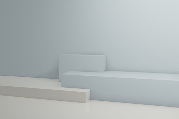 White and blue booth 3D rendering