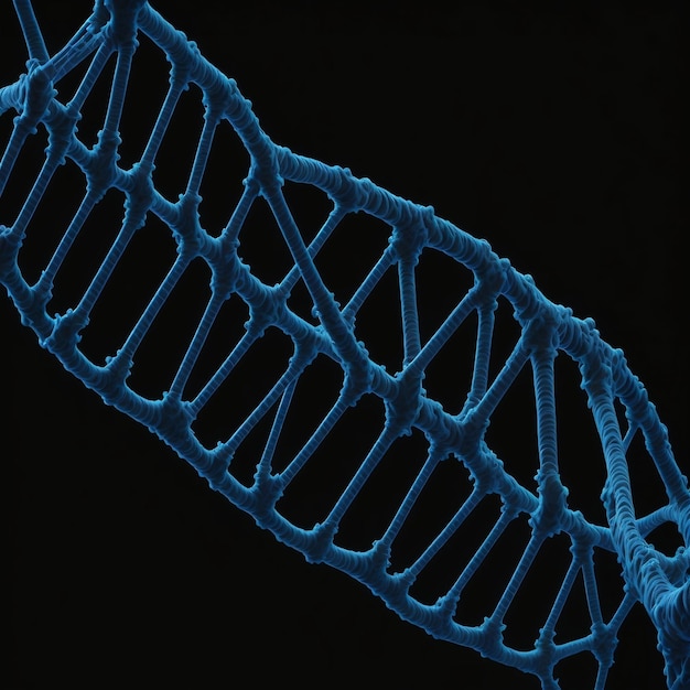 White and Blue DNA Model on Black Background