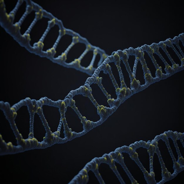 White and Blue DNA Model on Black Background