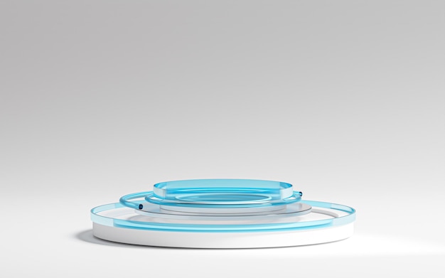 Фото Футуристический подиум white blue glass hud tech simple 3d render