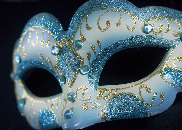 white blue glitter masquerade mask party