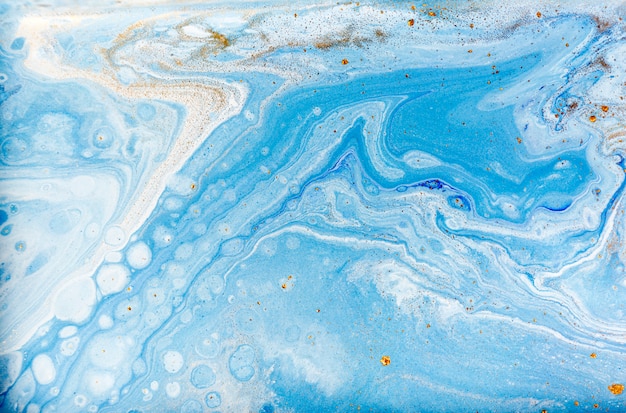 White and blue marbling. Marble liquid texture.