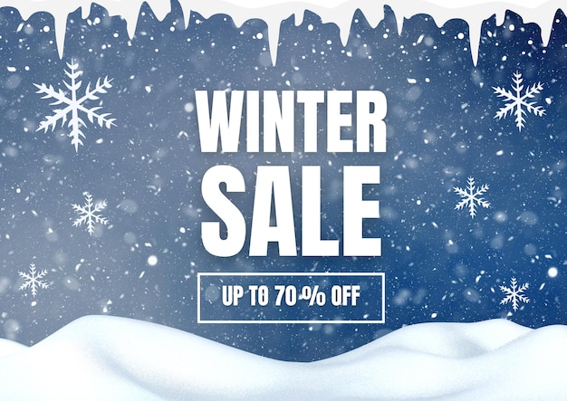 white blue minimalist winter sale upto 70 flayer design