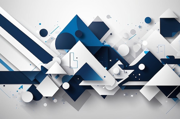 White and blue modern abstract wide banner with geometric shapes Dark blue and white abstract background Vector illustration