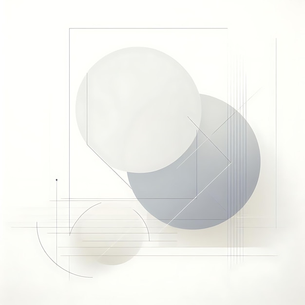 a white and blue painting of circles and a white object