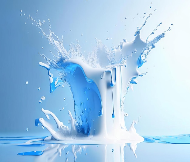 White and blue painting splashes AI generated