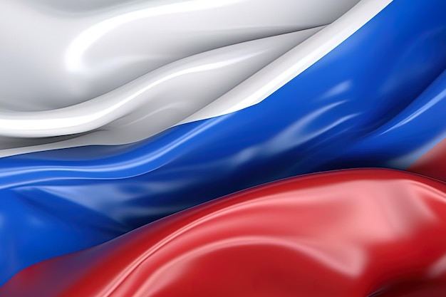 white blue and red background waving the national flag of Russia waved a highly detailed closeup