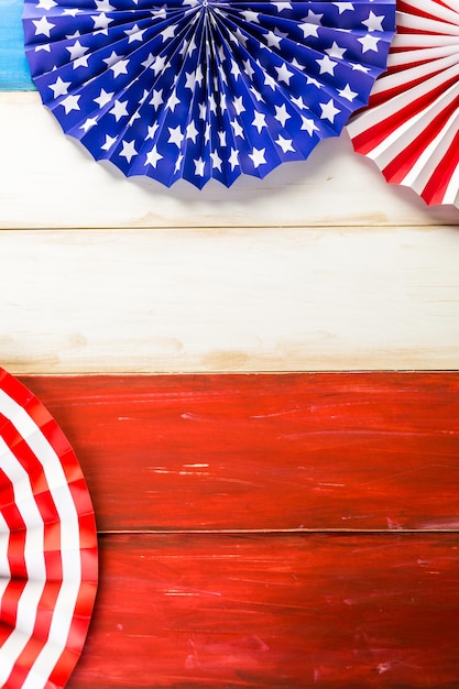 White, blue and red decorations to celebrate July 4th.