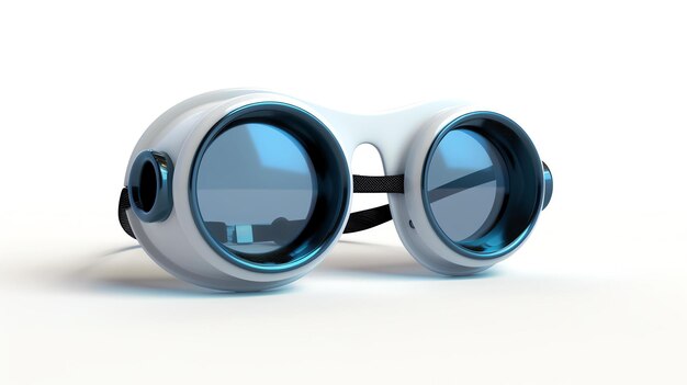 Photo white and blue steampunk goggles isolated on white background 3d rendering