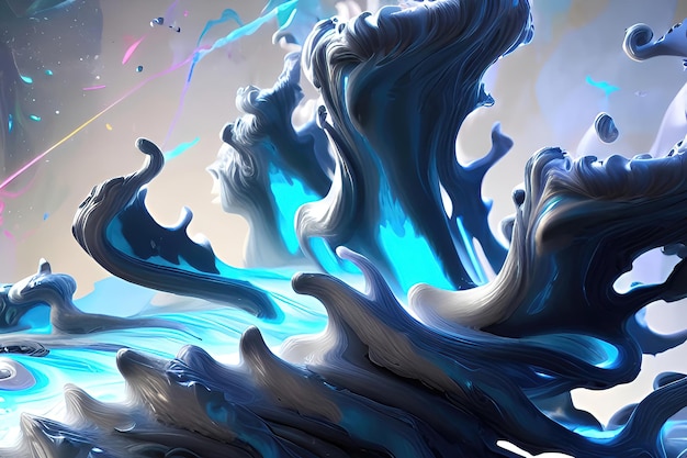 White and blue wave fluid style art for illustration