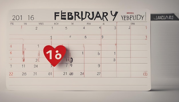 a white board with a red heart that says february on it