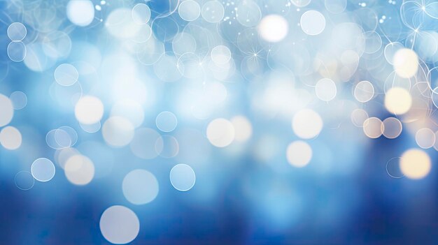 White Bokeh Circle Lights on Blue Background for Abstract Lighting Effect AI Generated