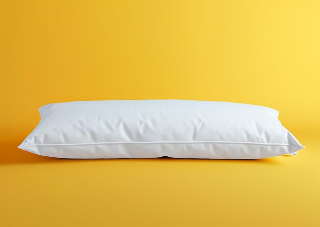 Photo white bolster pillow isolated on yellow background