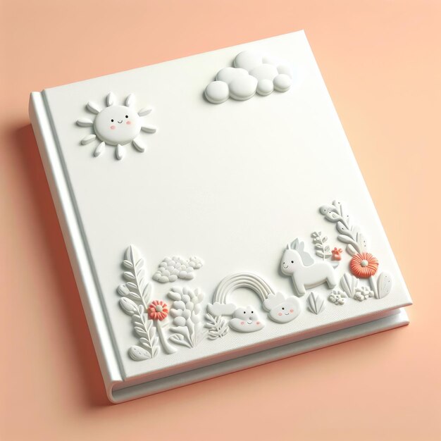 white book cover mockup layout design with shadows for branding on peach background