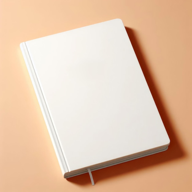Photo white book cover mockup layout design with shadows for branding on peach background