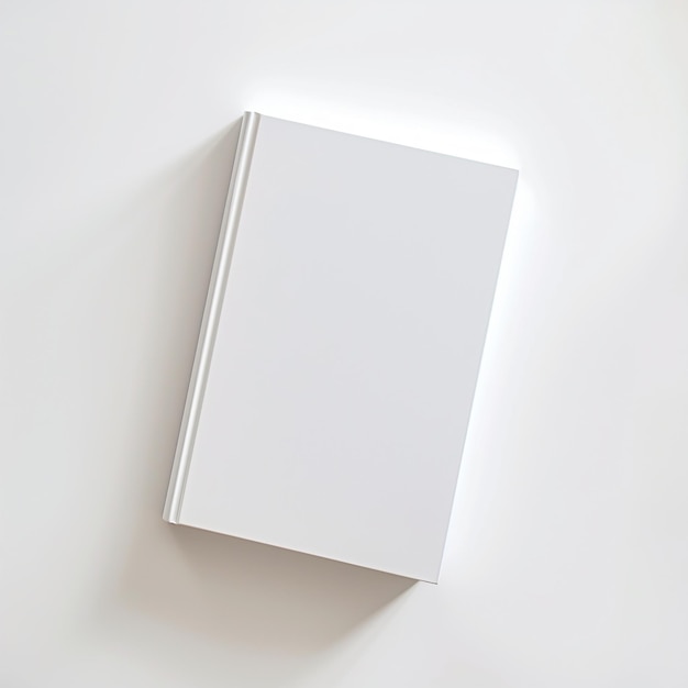 Photo a white book is opened to the side of a white wall