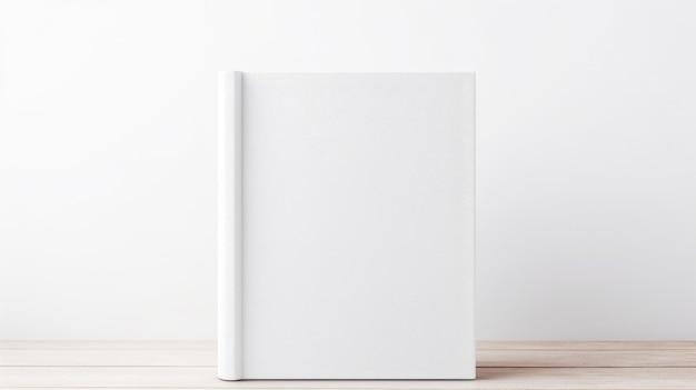 Photo white book sitting on top of wooden table perfect for educational or officerelated projects