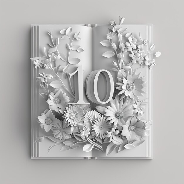 a white book with a number 10 on it