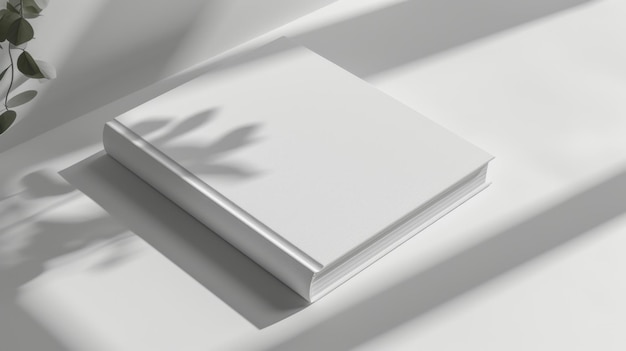 White book with shadows on a table minimalist concept