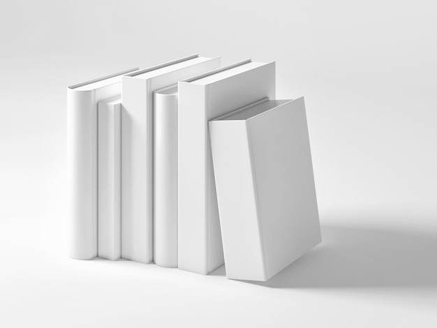 white Books 3d illustration render, white background