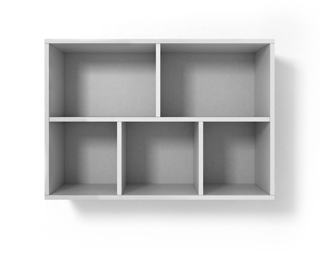 White bookshelf isolated on white