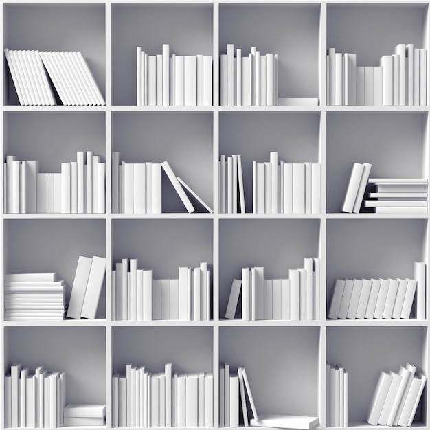 White bookshelves