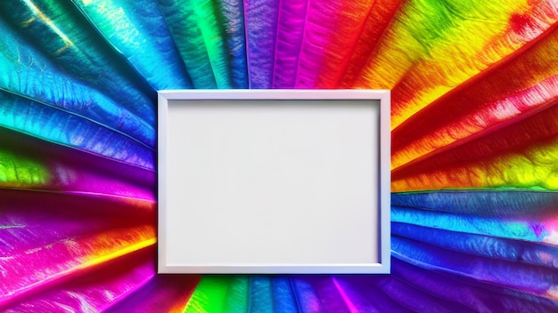 white border frame with a colorful splash of colors background
