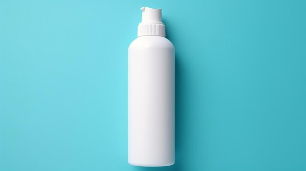 Белая бутылка крема макета бренда косметических продуктов Верхний вид на бирюзовом фоне
