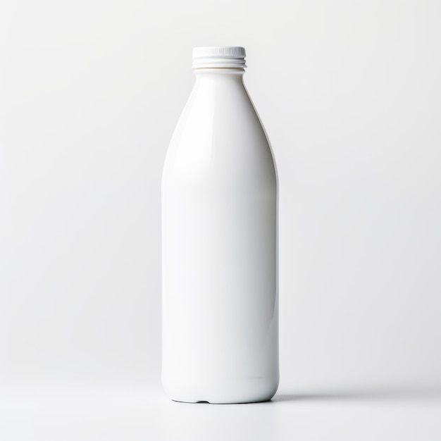 a white bottle of milk with a white cap