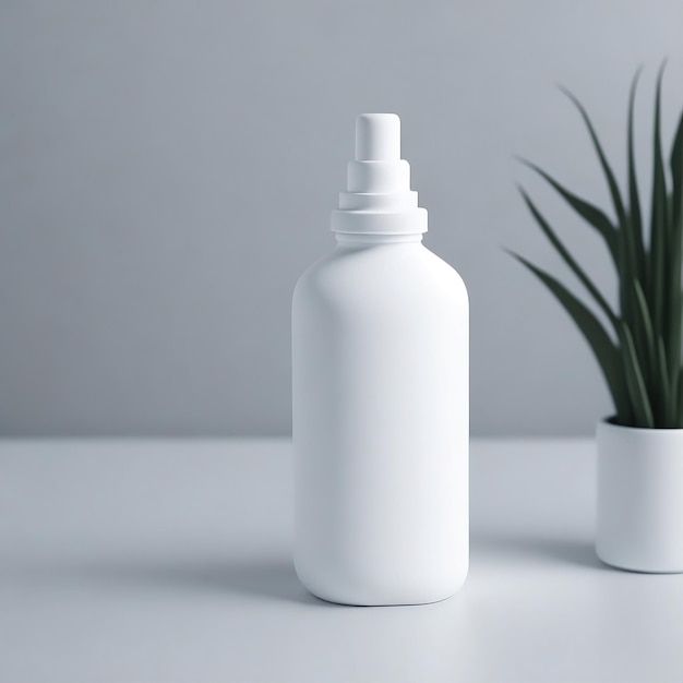 white bottle mockup for shampoo cosmetics and medicine with background