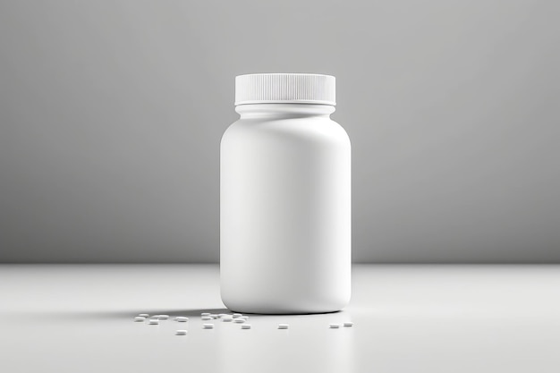 A white bottle of pills mockup