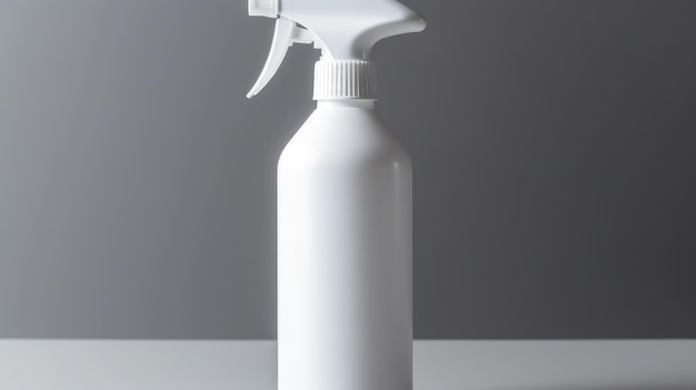 A white bottle of spray on a white table