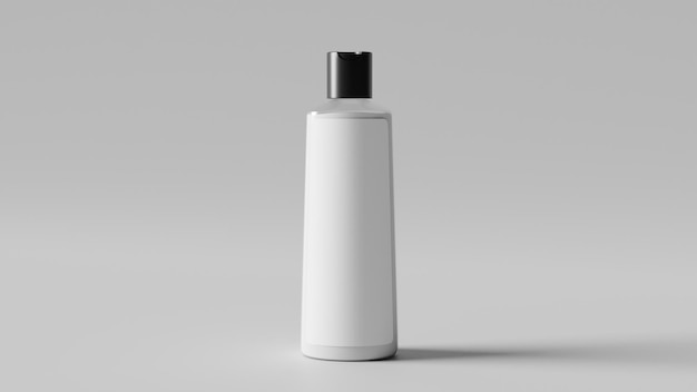 a white bottle with a black cap on a gray background