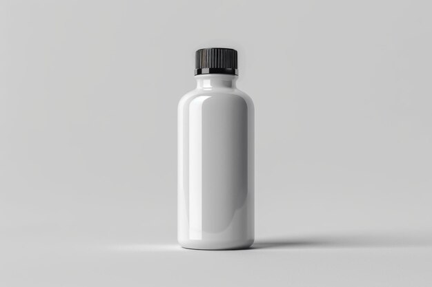 Photo a white bottle with a black cap sits on a white background generative ai