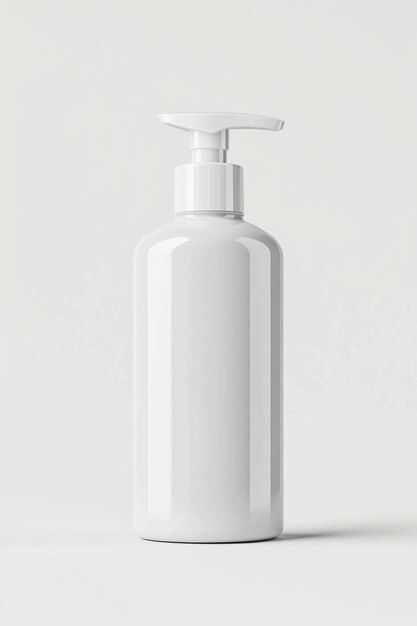 Photo a white bottle with a pump on a white surface