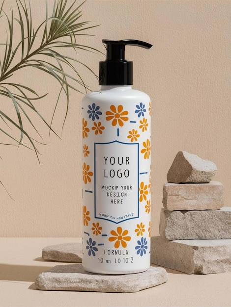 a white bottle of your logo on a table